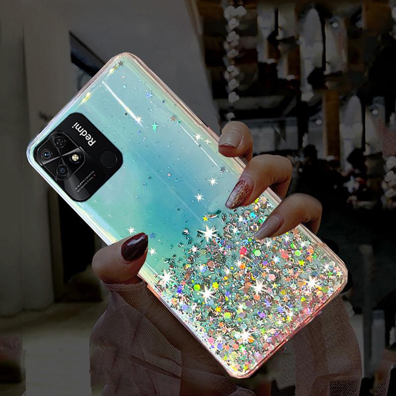 Чехол для телефона для Xiaomi Redmi 10C 4G, роскошный мягкий чехол с градиентом и блестящими звездами для Redmi 10C 10 C, противоударный, прозрачный, силиконовый, задняя крышка