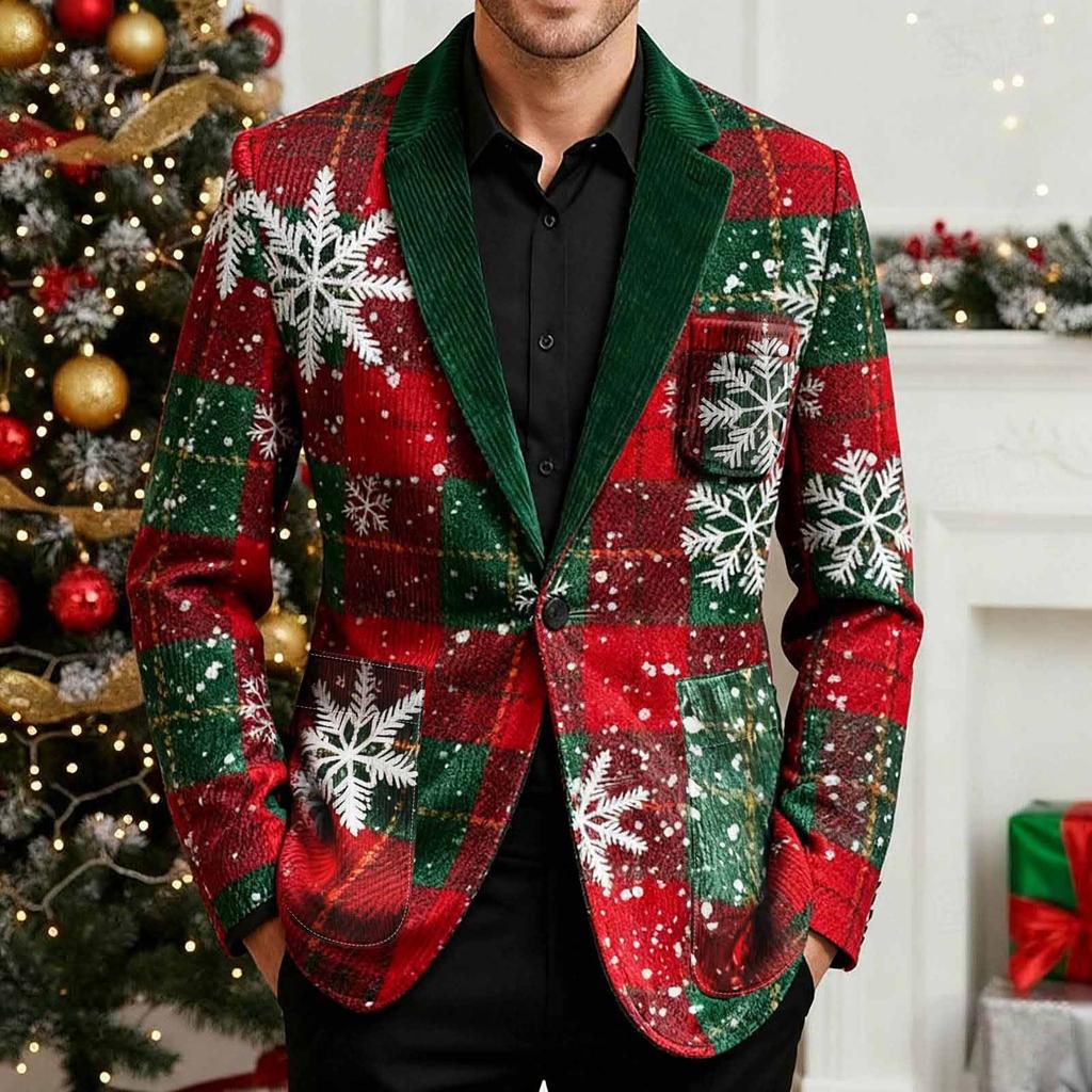 Men's Printing Corduroy Warm Pocket Suit Jacket Cardigan Men's Casual Suit