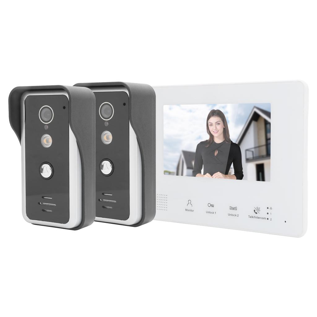 2?Проводная система видеодомофона 7-дюймовый монитор 2 камеры Высокое разрешение Ночное видение Домашний Интерком