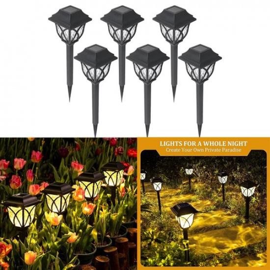Набор из 6 солнечных садовых фонарей для дорожек, водонепроницаемые, для декора газона и двора