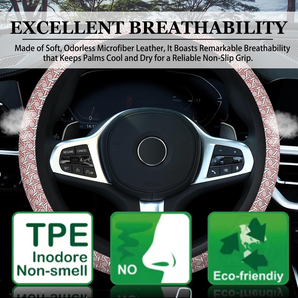 Чехол на руль автомобиля Эластичный Дышащий Кожаный чехол на руль с геометрическим принтом для автомобиля General Motors