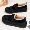 Women's Velvet-Lined Non-Slip Winter Shoes - Warm Round-Toe Flats for Middle-Aged and Older Adults