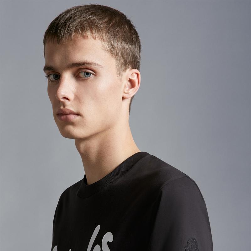 Moncler SS24 Printed Logo Cotton Crew Neck Short Sleeve T-Shirt Men T-Shirts Black J10918C000138390T998