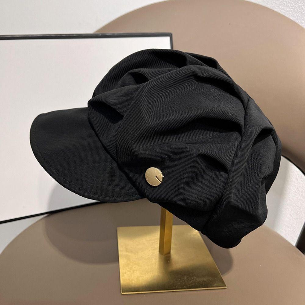 Y2K Плиссированная шляпа-берет Восьмиугольная кепка Плиссированная восьмиугольная кепка Ретро Шляпа художника с облаками Леди