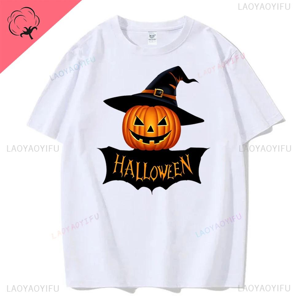Jack Lanterns Women Ghost Pumpkin Bat Skeleton Print Round Neck Pullovers Cotton Shirt Graphic T Shirts Yk Top Harajuku Tops