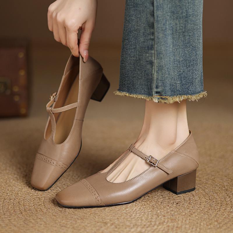 Krazing Pot Коровья кожа весна лето размер 41 средний каблук красивые женские легкие туфли квадратный носок неглубокие туфли-лодочки