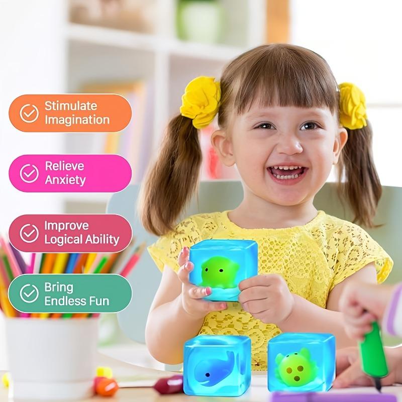 Super Soft Ice Cube Luminous Maltose Squeeze Toy Cute Animal Anti Stress Slow Rebound Decompression Toy Stress-relieving Gift