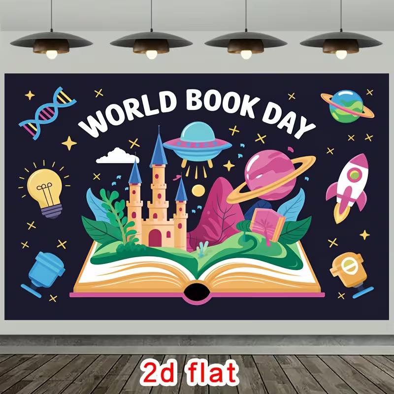 2D Раскрытая Книга Фэнтези Фон Мировой День Книги Фон для Класса