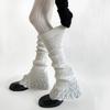 Vertical Stripe Hollow-out Micro-flare Leg Warmers Y2K Spice Girl Slim Layered Knitted Slouchy Leg Warmers