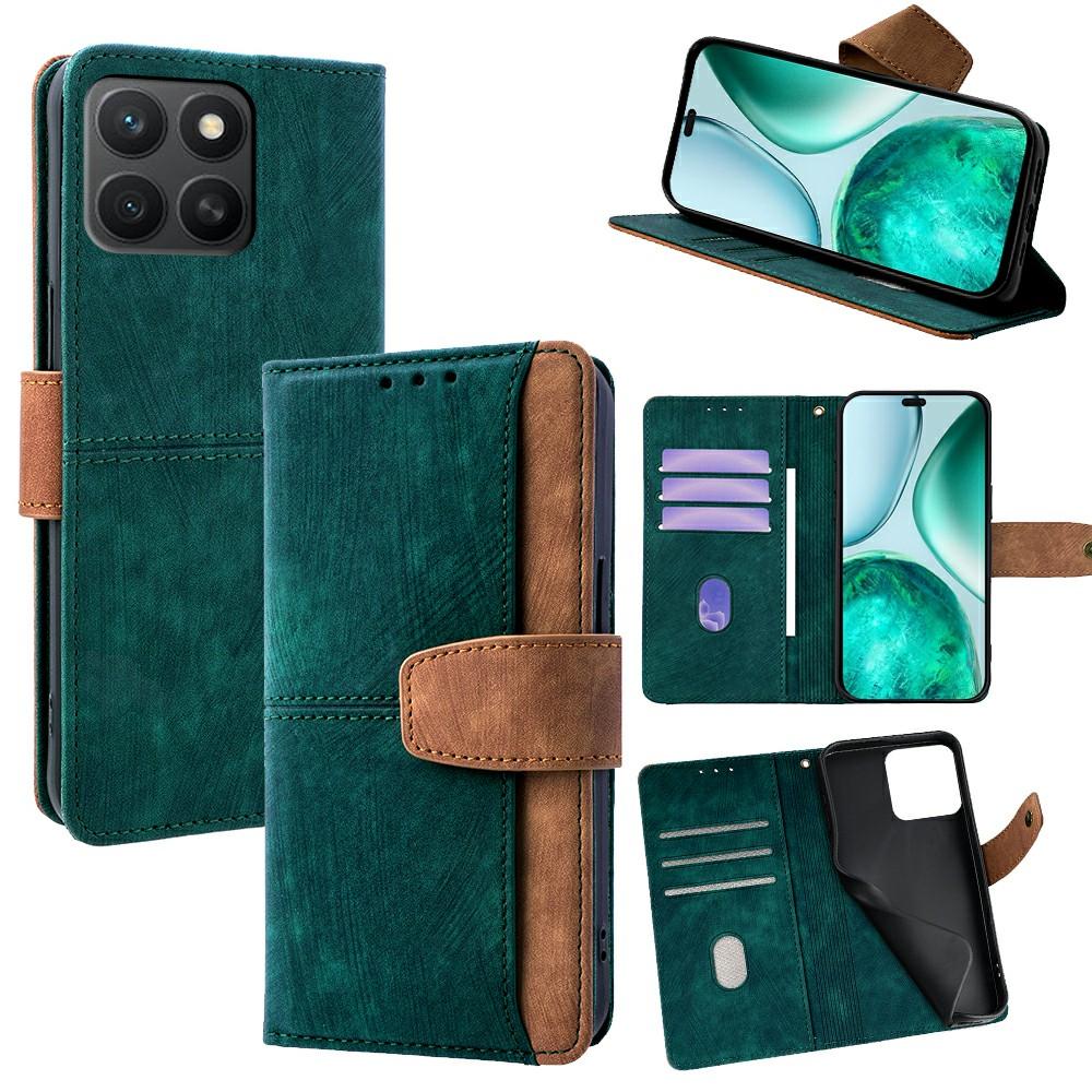 For Honor X8c 4G Case RFID Blocking Color Splicing PU Leather Wallet Phone Cover