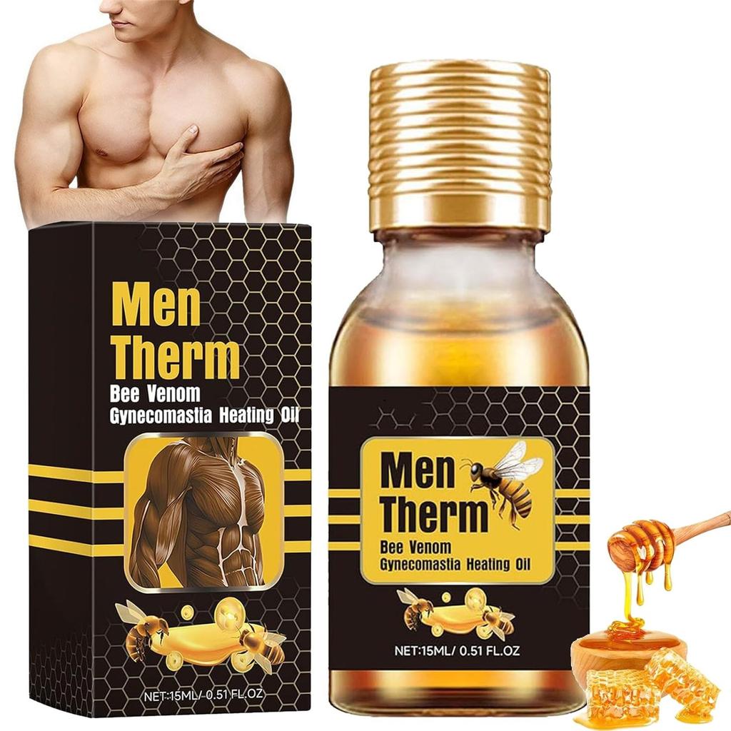 Bee Gynecomastia Heating Oil, New Men Bee Oil, Eliminates Excess Breast Tissue, Strengthen Chest Muscles 15ml