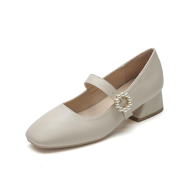 Leather Flat for Huizhou Women's Shoes Grape Mother Same High Heels Thick Heel Spring New Mary Jane Shoes Women