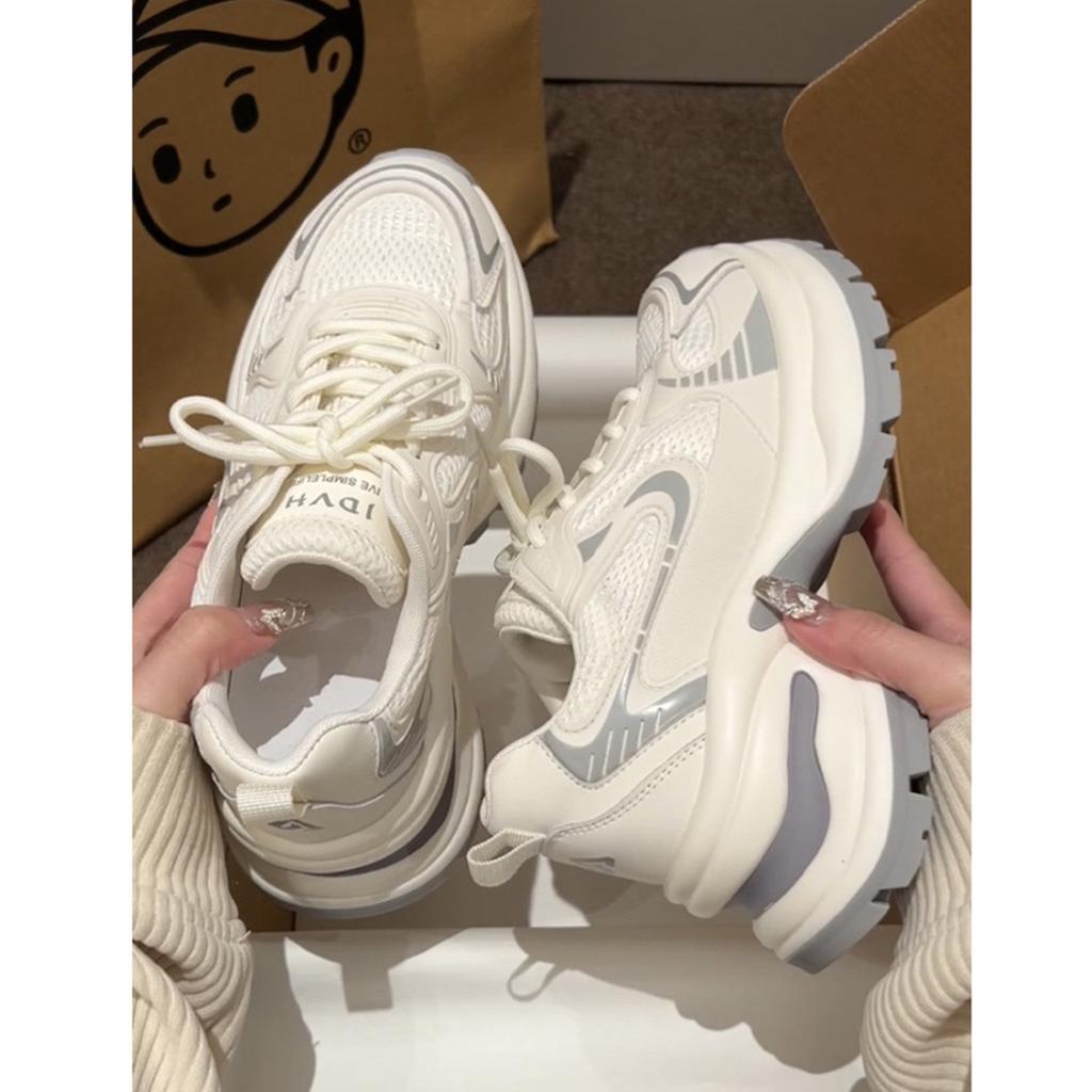 Platform dad shoes summer new white small fried street heightening thin mesh breathable sneakers
