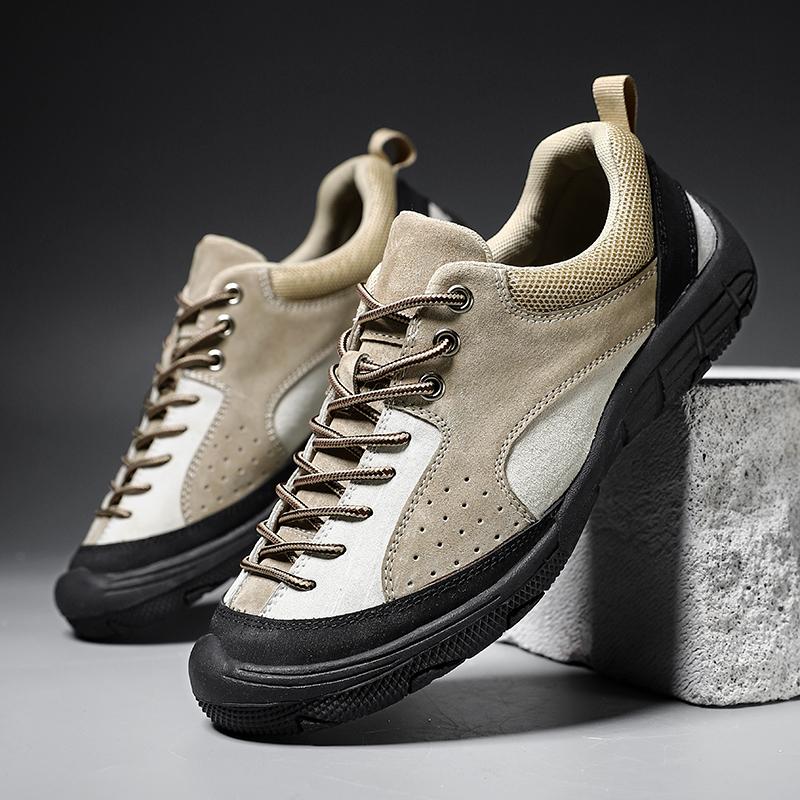 Fashion Brand Men's Hiking Casual Shoes Leather High Quality Outdoor Shoes Wear-resistant Men Climbing Shoes Trekking Tactical Sneakers