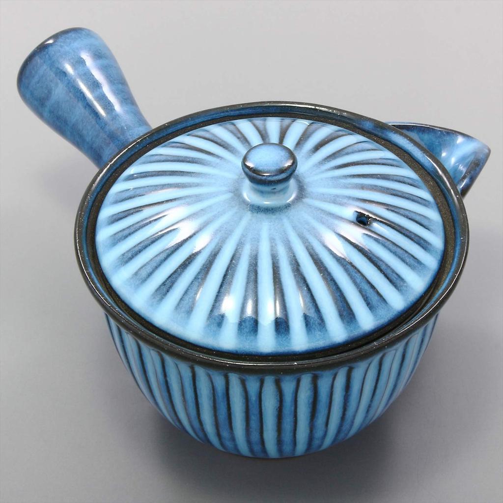 Керамика Хасами Печь Ридзаэмон Синий Резной Чайник с Носиком-Воробьиным Клювом Чай 391088 (с сетчатым фильтром)
