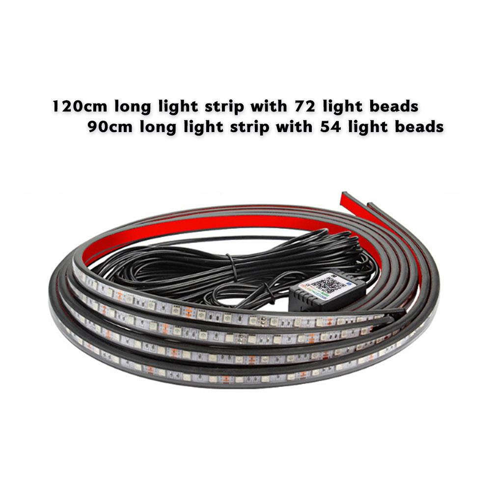 RGB светодиодные лампы под полом автомобиля, комплект подсветки под автомобилем, 12 В, приветственный свет, подсветка, окружающее пространство, управление через приложение. 4шт полоски