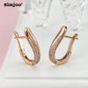 SIMJOO Elegant Simple Rose Gold Color Female Copper Inlaid Zircon Geometric Styling Earrings