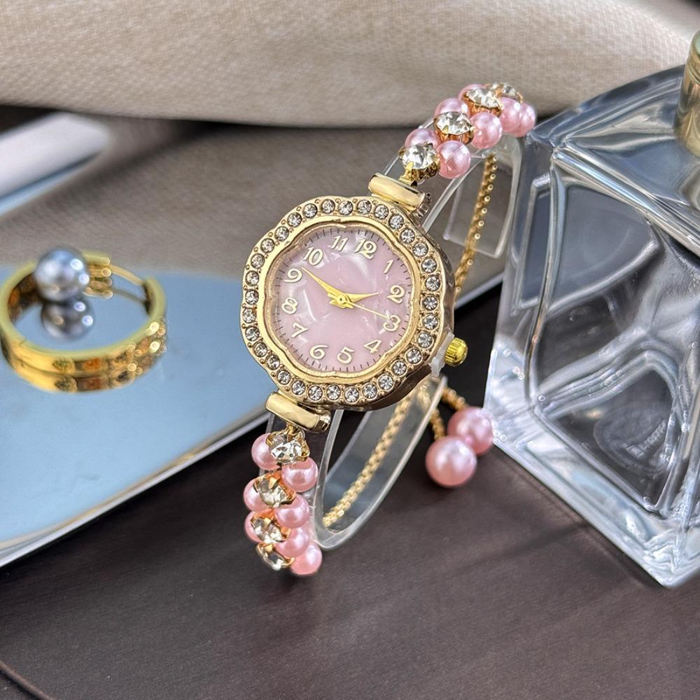 Diamond-Encrusted Case Ladies Quartz Watch Adjustable Strap Chain Watch Women Girls