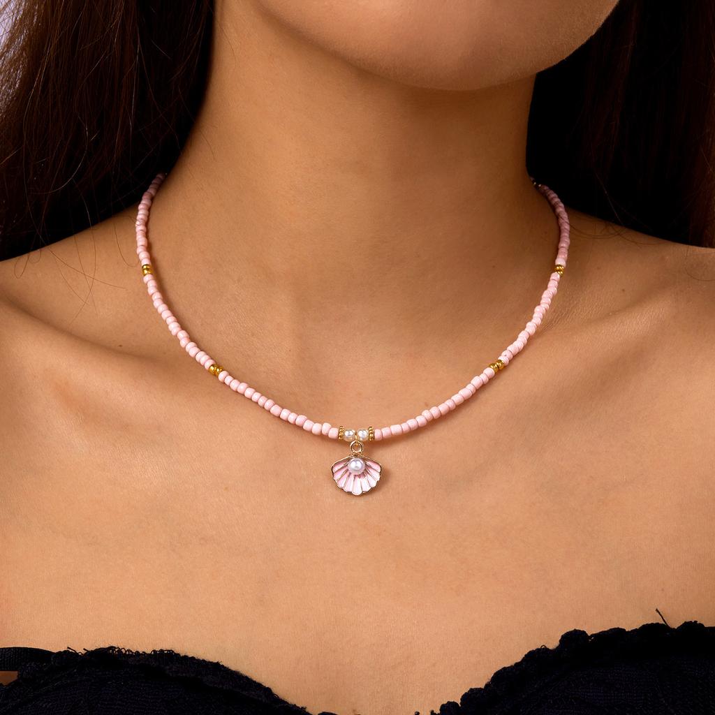 Vintage Double Layer Rice Beads Necklace for Women Boho Beach Turtle Starfish Pendant Short Choker Neck Chain Jewelry Accessory