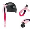 with Suction Cup Synthetic Helmet Pigtails with Bowknot Motorcycle Helmet Braids Wig  Woman