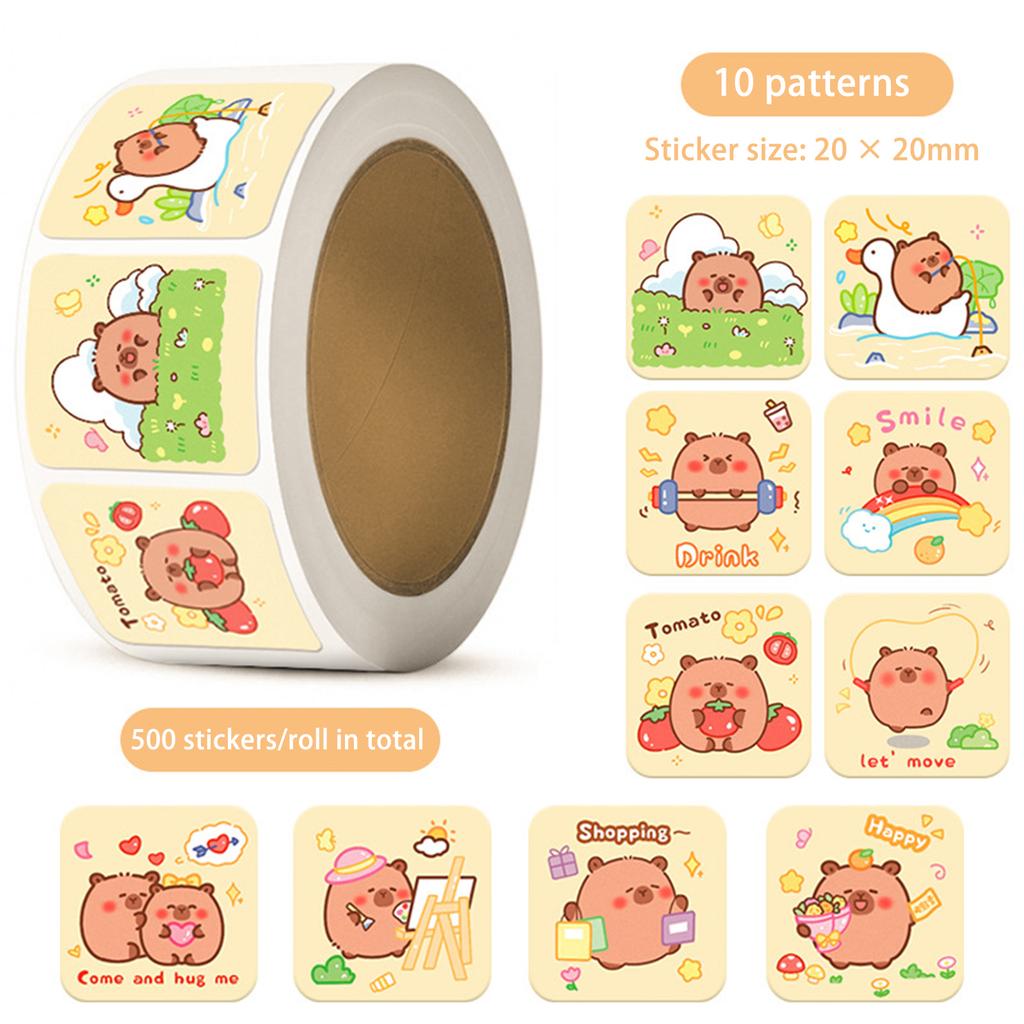 300 шт./рулон наклейки капибара милые водонепроницаемые граффити эстетические декоративные чемодан ноутбук чашка телефон дневник детские наклейки игрушка