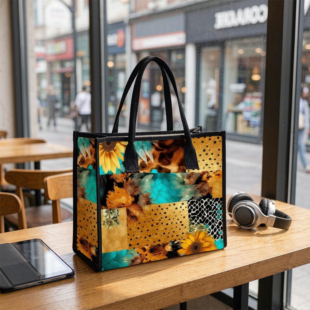 Sunflower Leopard Print Tote Bag Fashion Casual Large Capacity Handbag for Daily Use