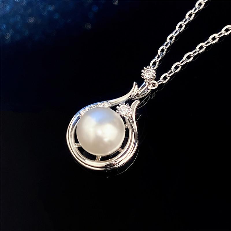 Sterling Water Drop Pendant Necklace Pearl Engagement Wedding Party Elegant Accessories for Women Fashion Jewelry