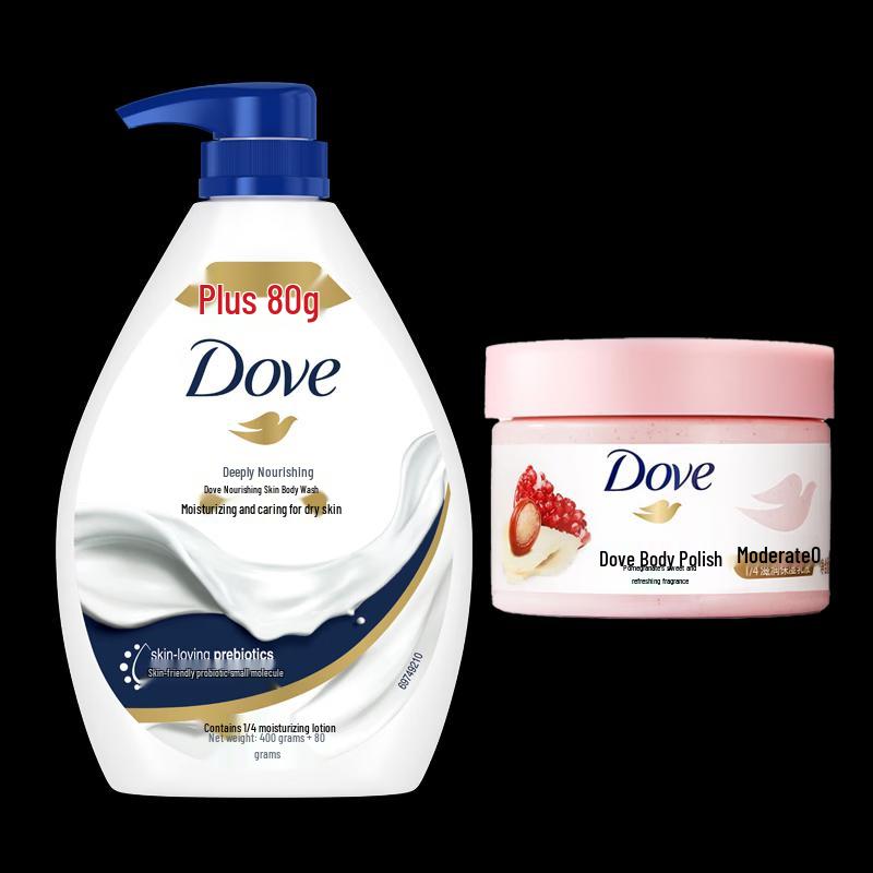 DOVE Набор: Глубоко питающее молочко для душа и скраб с гранатом
