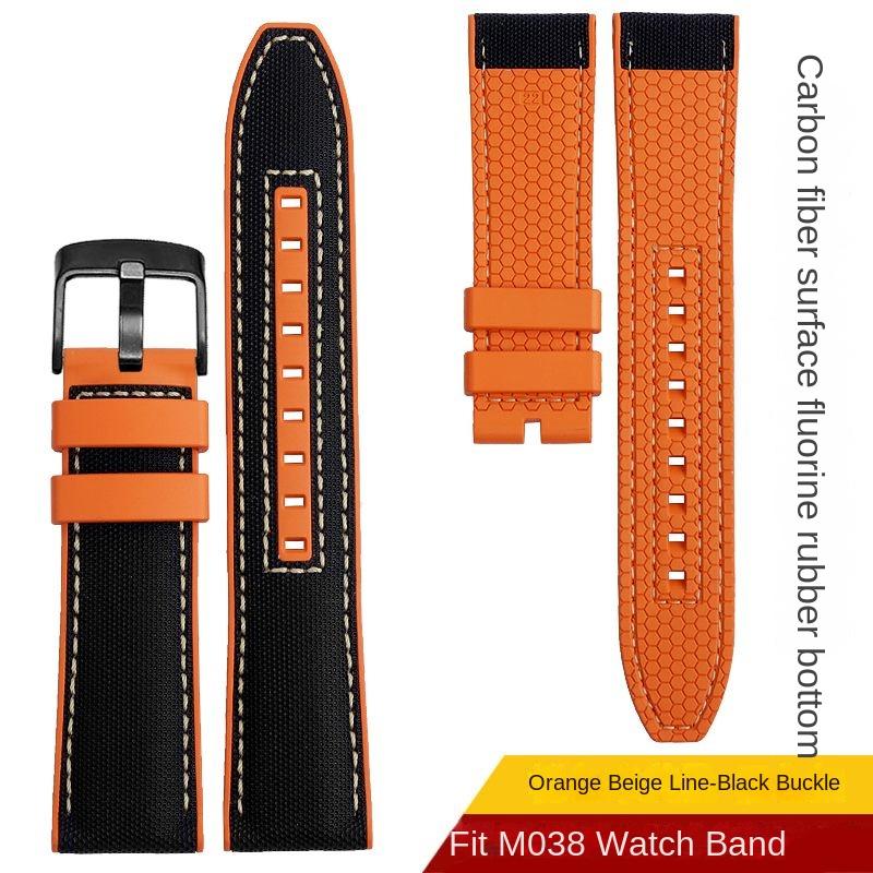 Новый Дизайн Гибридный FKM Ремешок для Часов Mido Helmsman M005 M038.431 M038431a Быстросъемный Холщовый Нейлоновый Ремешок Браслет 22мм
