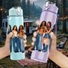 1PC Five Girl Denim Outfit Group 750ml Color Plastic Sports Water Bottle Leakproof Flip Straw Lid Suitable for Sports Office Home Use