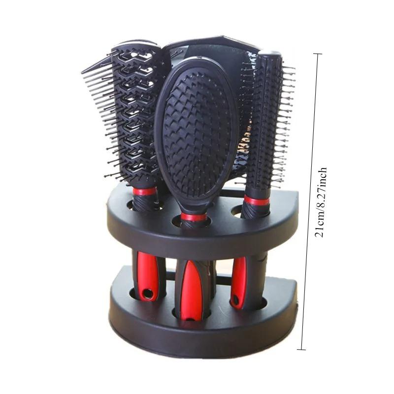 Набор из 5 расчесок с зеркалом, держатель для щеток для волос, профессиональная массажная расческа, набор косметических инструментов для укладки волос