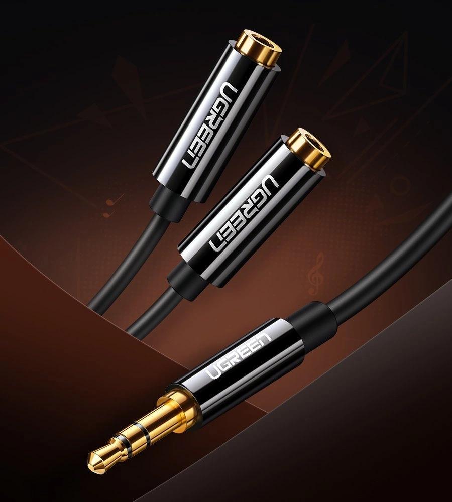 Ugreen Cable Headphone Splitter 3.5 Mm Mini Jack Aux 25Cm Black (20816)