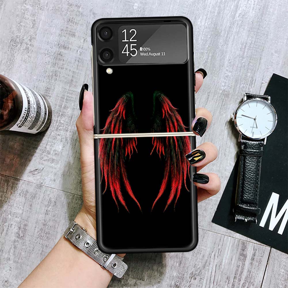 Чехлы с перьями Ангельские Крылья для Samsung Galaxy Z Flip 4 5 6 7 3 Z Flip7 Flip6 Flip4 Flip5 Flip3 5G Жесткие Ударопрочные Fundas Чехол Ga