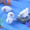 4PCS Cute Ocean Series Sea Lion Decor Micro Landscape Mini Resin Figurine Decorative Fish Tank Small Ornaments Landscaping