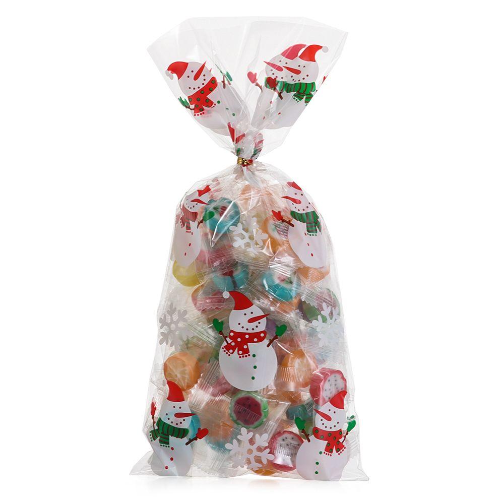 Plastic Snowmen Snowflakes Santa Claus Merry Christmas Biscuit Bags Candy Treat Bag Xmas Candy Bags