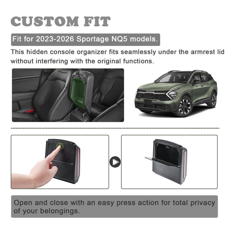 Armrest Hidden Box Tray for Kia Sportage 2023-2025 2026 NQ5 Center Console Secret Organizer Interior Storage Box Car Accessories