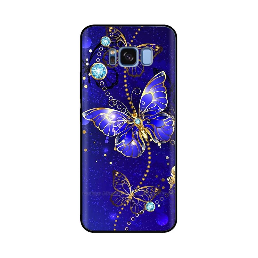 Чехол для телефона Samsung Galaxy S8 Plus Сердце-Бабочка Funda Для Samsung S8 S8Plus Чехлы Жидкий Силиконовый Бампер GalaxyS8 Оболочки