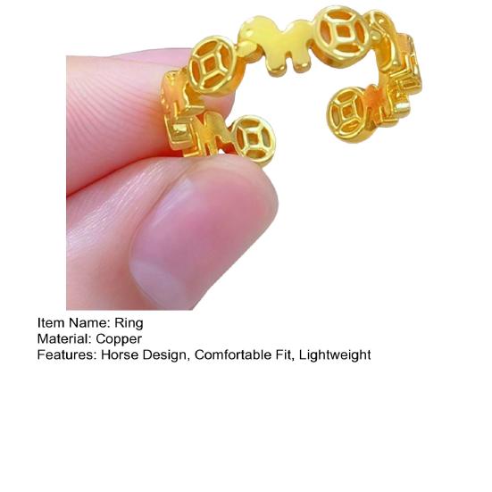 Кольцо на палец Голова лошади Дизайн денег Женское кольцо 2026 год Лошади Открытое регулируемое кольцо Ювелирные аксессуары