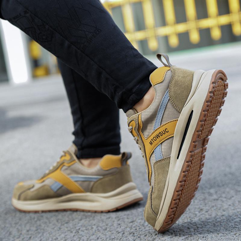 Oulylan Men's Safety Work Boots Steel Toe Anti-Puncture Breathable Summer Anti-Slip Lightweight Comfortable Labor Protection Sho