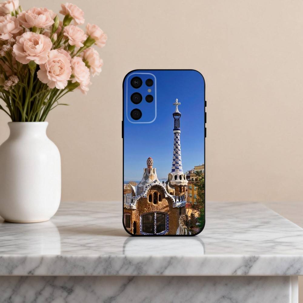 A-Архитектурный пейзаж B-Барселоны Чехол для телефона Samsung S25,24,23,22,30,21,10,9,Ultra,Plus,Lite,FE,4,5 G Мягкий черный чехол