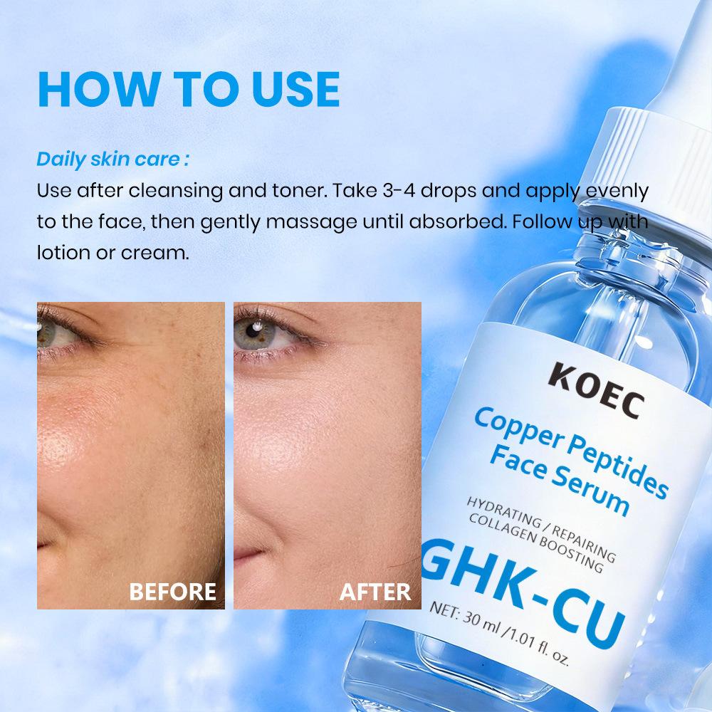 KOEC Copper Peptides Serum Moisturizing Facial Serum with Peptides Anti-Aging Repair Brightening 30ml