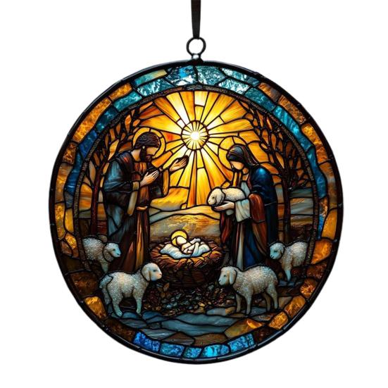 Рождественский вертеп, украшение ручной работы, круглый ловец солнца, первое рождество ребенка, христианский, религиозный