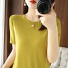 Women Knit T-shirt Summer Knitted Shirt Short Sleeve Tees O-neck Pullover Knit Tops