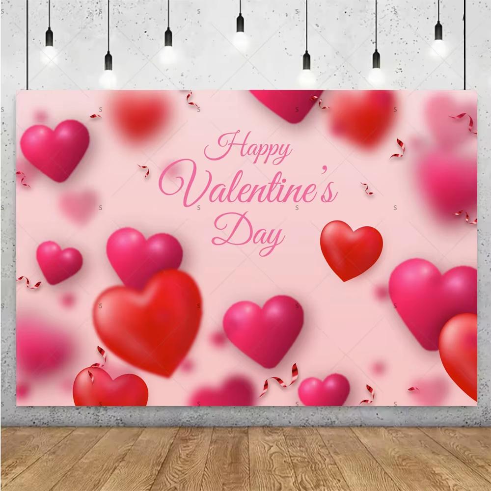 Balloon Red Love Heart Rose Background Happy Valentines Day Backdrop Supplies Valentines Day Party Decoration Photo Shoot Pro