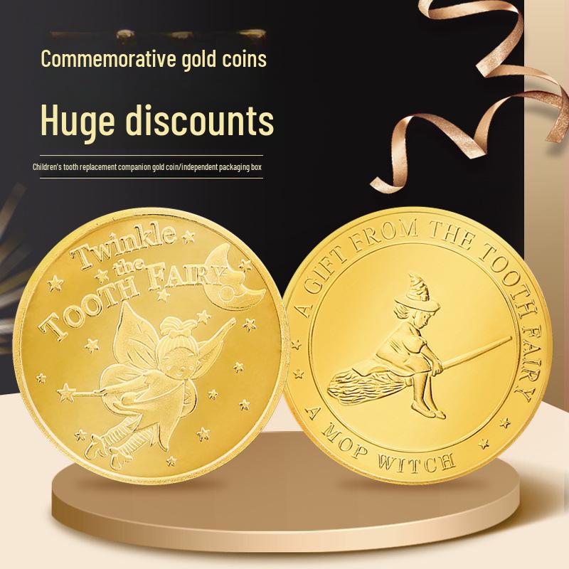 Набор золотых монет Зубная фея: Детская коробка с наградой за зуб и игрушка-украшение на Хэллоуин