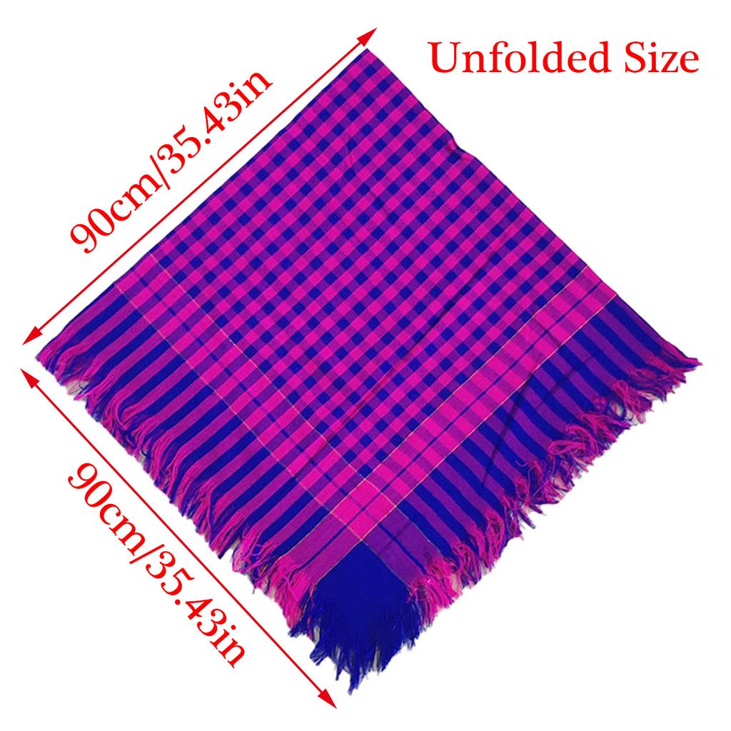 Winter Popular Rural Pattern Headwrap for Adult Unisex Fashion Checked Fringed Headcover Breathable Bandanas All Age