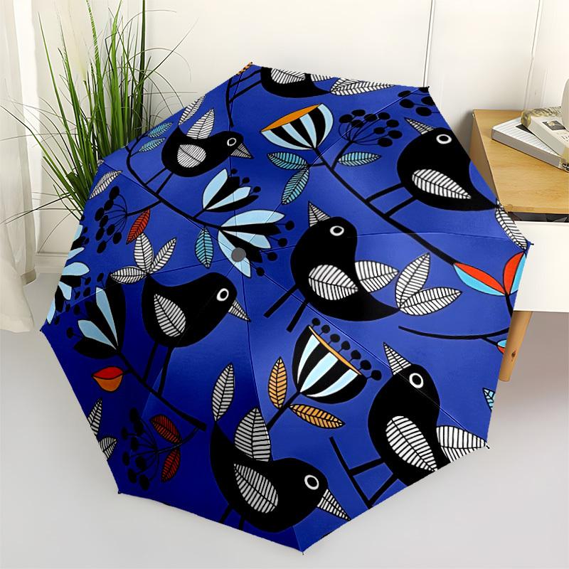 1pc Birds, Floral Automatic Open/Close Umbrella - All-Season Portable Umbrella for Women/Men yy251213002