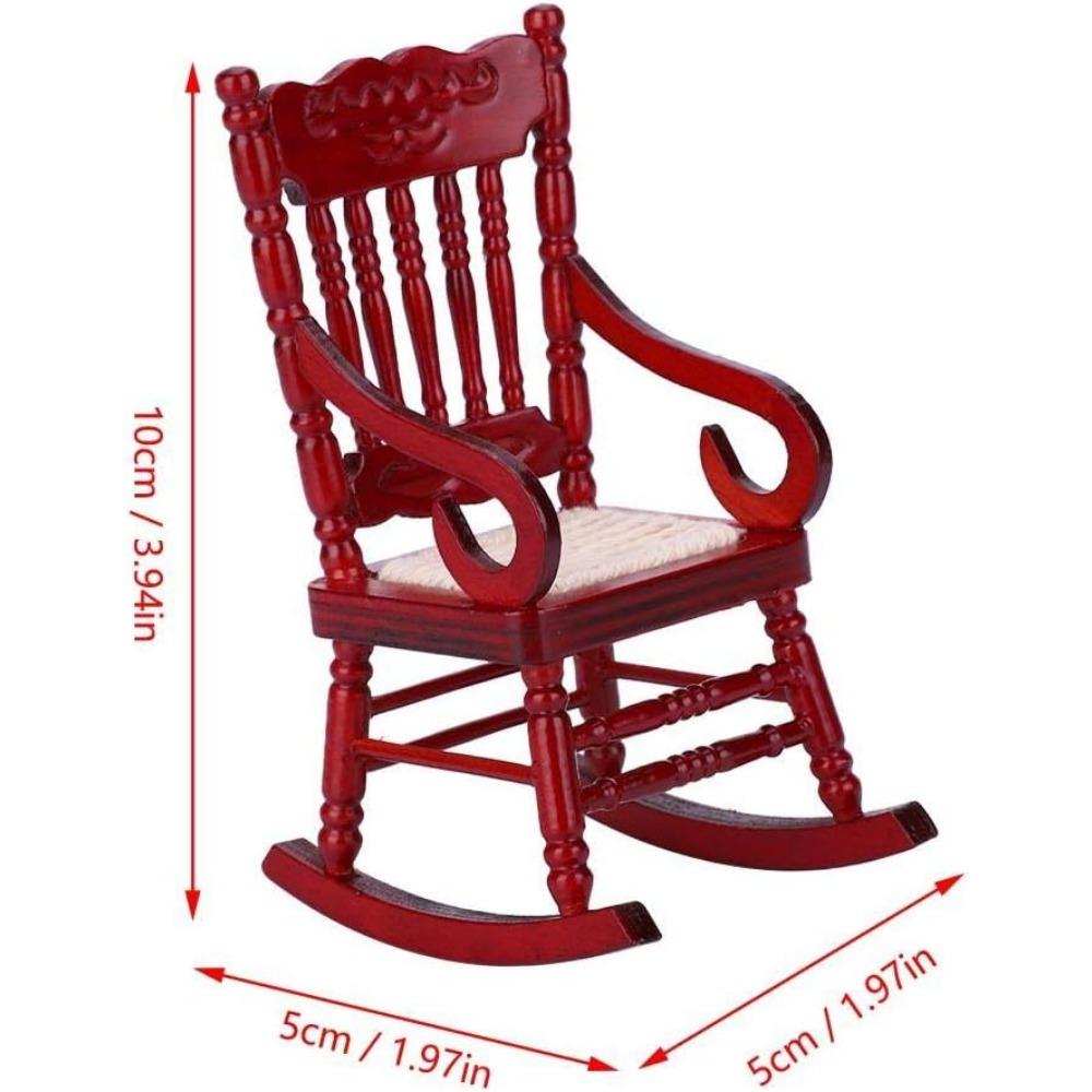 Маленькое кресло-качалка для кукольного домика, 1:12 миниатюрных кукольных домиков, винтажная деревянная модель, плетение кресла-качалки для кукольного домика, аксессуары, декор, игрушки