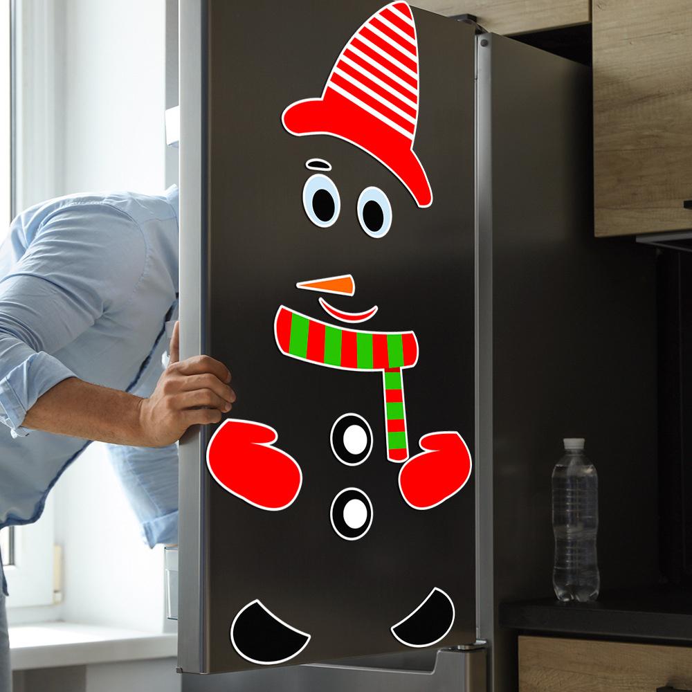 Magnetic Refrigerator Stickers with Snowman Image for Christmas. Christmas Decoration.
