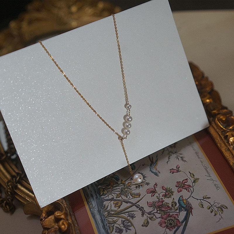 ANENJERY Жемчужное ожерелье для женщин, простое темпераментное регулируемое ожерелье с кисточками, ювелирные изделия на ключице